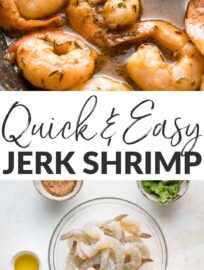 Ready in a flash, this easy jerk shrimp is a little sweet, a little tangy, and can have a little or a lot of kick depending on the seasoning blend that you use. The marinade doubles as a sauce for extra taste without extra effort. Jerk shrimp is a great protein to serve with pasta or in tacos, salads, or rice bowls.