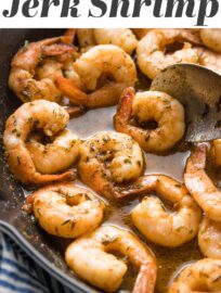Ready in a flash, this easy jerk shrimp is a little sweet, a little tangy, and can have a little or a lot of kick depending on the seasoning blend that you use. The marinade doubles as a sauce for extra taste without extra effort. Jerk shrimp is a great protein to serve with pasta or in tacos, salads, or rice bowls.
