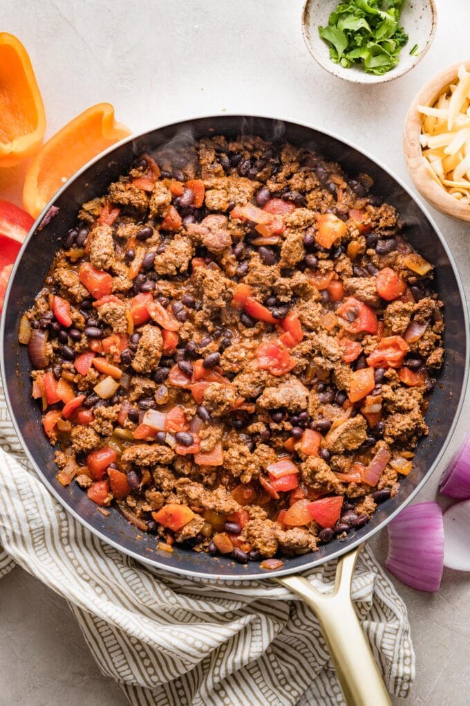 Taco-seasoned ground beef filling for tacos.