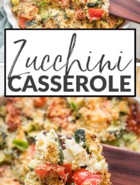 This easy and tasty Zucchini Casserole is my favorite way to serve the bountiful summer vegetable as a side! It's packed with garlic, feta, Parmesan, Italian herbs, and a delightfully crisp breadcrumb topping. It bakes in about 30 minutes and is easy to prep ahead, too.