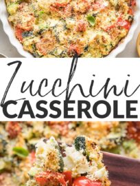 This easy and tasty Zucchini Casserole is my favorite way to serve the bountiful summer vegetable as a side! It's packed with garlic, feta, Parmesan, Italian herbs, and a delightfully crisp breadcrumb topping. It bakes in about 30 minutes and is easy to prep ahead, too.