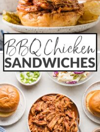 Sweet, tangy, and easy to make, these BBQ Chicken Sandwiches are a brilliant weeknight dinner or casual party meal. With tender slow-cooked chicken, flavorful BBQ sauce, and crisp cabbage slaw piled on toasted buns, this is a meal we enjoy again and again.