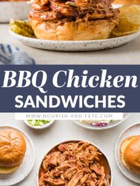 Sweet, tangy, and easy to make, these BBQ Chicken Sandwiches are a brilliant weeknight dinner or casual party meal. With tender slow-cooked chicken, flavorful BBQ sauce, and crisp cabbage slaw piled on toasted buns, this is a meal we enjoy again and again.