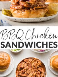Sweet, tangy, and easy to make, these BBQ Chicken Sandwiches are a brilliant weeknight dinner or casual party meal. With tender slow-cooked chicken, flavorful BBQ sauce, and crisp cabbage slaw piled on toasted buns, this is a meal we enjoy again and again.
