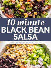 Transform simple ingredients into a fresh and vibrant Black Bean Salsa. It's delicious, takes about 10 minutes, and is great for parties, snacking, or adding to your favorite tacos or bowls.