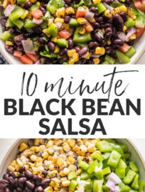 Transform simple ingredients into a fresh and vibrant Black Bean Salsa. It's delicious, takes about 10 minutes, and is great for parties, snacking, or adding to your favorite tacos or bowls.