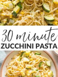 This irresistible pasta with zucchini, corn, and garlicky toasted breadcrumbs is ready in about 25 minutes and uses everyday ingredients. Crisp-tender veggies, a light sauce, and plenty of Parmesan complete the meal.