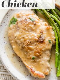 This Chicken in White Wine Sauce has tender pan-fried chicken cutlets nestled in a sauce that is light and flavorful all at once. No need for a heavy cream sauce here! Best of all, this is elevated yet crowd-pleasing and easy to make in 25 minutes.