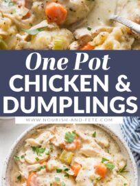 A pot of this easy and delicious chicken and dumplings recipe is pure comfort food perfection. It's a creamy chicken stew loaded with tender vegetables and fluffy dumplings that are made from scratch in no time at all.