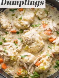 A pot of this easy and delicious chicken and dumplings recipe is pure comfort food perfection. It's a creamy chicken stew loaded with tender vegetables and fluffy dumplings that are made from scratch in no time at all.