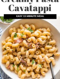 This exceptionally easy recipe for Cavatappi Pasta with cream sauce and sun-dried tomatoes can save the day when you need dinner in no time. With tender corkscrew pasta and a simple Parmesan cream sauce, this is real food that can be on the table in just 15 minutes.