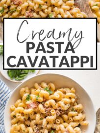 This exceptionally easy recipe for Cavatappi Pasta with cream sauce and sun-dried tomatoes can save the day when you need dinner in no time. With tender corkscrew pasta and a simple Parmesan cream sauce, this is real food that can be on the table in just 15 minutes.