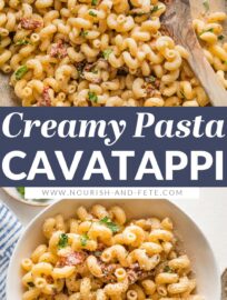 This exceptionally easy recipe for Cavatappi Pasta with cream sauce and sun-dried tomatoes can save the day when you need dinner in no time. With tender corkscrew pasta and a simple Parmesan cream sauce, this is real food that can be on the table in just 15 minutes.