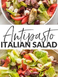 Re-imagine a classic antipasto tray as a flavor-packed side: Antipasto Salad. This version has tangy salami, tender mozzarella pearls, juicy tomatoes, and a quick and easy homemade dressing to pull all the tasty Italian flavors together.