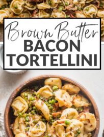 This brown butter Bacon Tortellini is quick and easy yet tastes luxurious, with cheesy tortellini, crisp bacon, tangy shallots, and tender peas. It makes a fantastic weeknight dinner but also is completely worthy of serving to company.