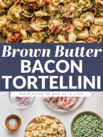 This brown butter Bacon Tortellini is quick and easy yet tastes luxurious, with cheesy tortellini, crisp bacon, tangy shallots, and tender peas. It makes a fantastic weeknight dinner but also is completely worthy of serving to company.