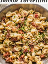 This brown butter Bacon Tortellini is quick and easy yet tastes luxurious, with cheesy tortellini, crisp bacon, tangy shallots, and tender peas. It makes a fantastic weeknight dinner but also is completely worthy of serving to company.