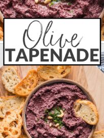 Bursting with flavor, this 10-minute Olive Tapenade is easy to make and irresistible as a dip for appetizers or as a spread to make your sandwiches gourmet. This recipe has no anchovies or capers and is naturally vegan, just full of salty, briny, Mediterranean taste.