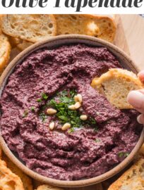 Bursting with flavor, this 10-minute Olive Tapenade is easy to make and irresistible as a dip for appetizers or as a spread to make your sandwiches gourmet. This recipe has no anchovies or capers and is naturally vegan, just full of salty, briny, Mediterranean taste.