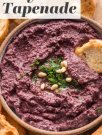 Bursting with flavor, this 10-minute Olive Tapenade is easy to make and irresistible as a dip for appetizers or as a spread to make your sandwiches gourmet. This recipe has no anchovies or capers and is naturally vegan, just full of salty, briny, Mediterranean taste.