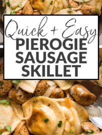 Conquer busy nights with this super easy skillet full of pierogies and sausage in a simple butter sauce. This can be done in about 20 minutes but is full of flavor and a quintessential crowd-pleaser. Serve with steamed veggies for an ultra-fast family dinner.