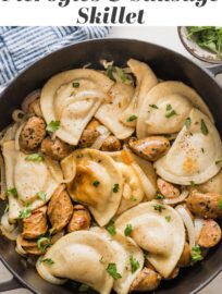 Conquer busy nights with this super easy skillet full of pierogies and sausage in a simple butter sauce. This can be done in about 20 minutes but is full of flavor and a quintessential crowd-pleaser. Serve with steamed veggies for an ultra-fast family dinner.