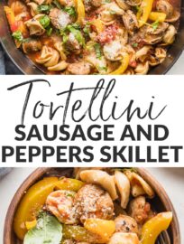 This cozy skillet of cheese tortellini with Italian sausage and tender bell peppers is a one-pot meal that can land on your table in less than 25 minutes. It's an easy way to transform simple store-bought ingredients into a delicious, flavorful dinner!