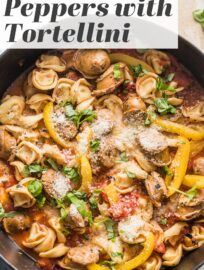 This cozy skillet of cheese tortellini with Italian sausage and tender bell peppers is a one-pot meal that can land on your table in less than 25 minutes. It's an easy way to transform simple store-bought ingredients into a delicious, flavorful dinner!