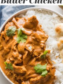 This easy Slow Cooker Butter Chicken recipe delivers a delicious dinner with simple prep and minimal dishes! Tender chicken thighs simmer all day in a savory, creamy, rich sauce. Serve with rice, naan, and your favorite veggies for a fun but fuss-free meal.