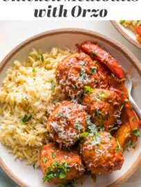 When I want a meal everyone will enjoy, Chicken Meatballs with Orzo and bell peppers is one of the first recipes that springs to mind. The meatballs are tender and packed with flavor, yet very kid-friendly, while the light tomato sauce is bursting with notes of garlic and cozy Italian herbs.