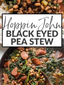 This easy Southern Black Eyed Peas recipe, also known as Hoppin' John, is cozy, satisfying, and just plain fun. It's got a deliciously smoky flavor and plenty of Cajun-inspired seasonings but is mild enough for most kids to enjoy. And it's traditionally served on New Year's Day to bring good luck for the year ahead!