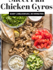 This recipe for Sheet Pan Chicken Gyros is so easy to make but has mega-watt flavor, thanks to an enticing blend of spices and an array of colorful toppings. It's a delicious way to incorporate Mediterranean vibes into our busy weeknight dinner routine.