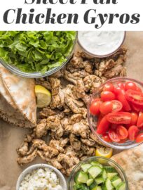 This recipe for Sheet Pan Chicken Gyros is so easy to make but has mega-watt flavor, thanks to an enticing blend of spices and an array of colorful toppings. It's a delicious way to incorporate Mediterranean vibes into our busy weeknight dinner routine.