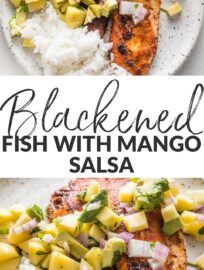 Blackened Fish with Mango Salsa is a simple combination that adds up to a fantastic dinner: flavorful, healthy, and super satisfying. We enjoy this any time we crave tropical vibes, no matter if the weather is cooperating or not, and it's easy to whip up in about 25 minutes.