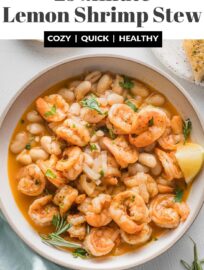 This lemony Shrimp and Bean Stew is a dream for cold days and busy nights. It's hearty, flavorful, and cozy, with tender shrimp and Cannellini beans simmered in a rich lemon and rosemary-infused broth. Best of all, it's easy to make in just about 25 minutes.