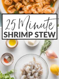 This lemony Shrimp and Bean Stew is a dream for cold days and busy nights. It's hearty, flavorful, and cozy, with tender shrimp and Cannellini beans simmered in a rich lemon and rosemary-infused broth. Best of all, it's easy to make in just about 25 minutes.