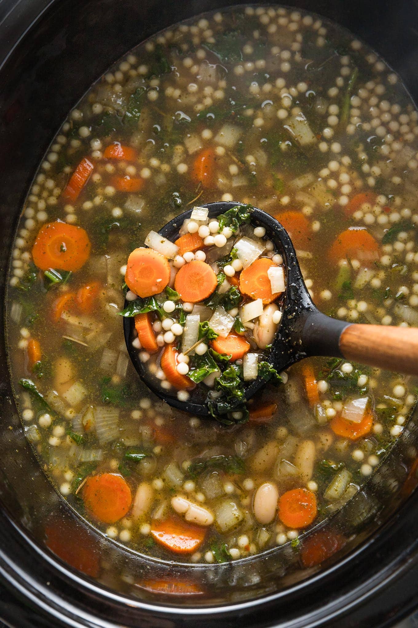 Slow Cooker White Bean Soup with Parmesan & Pearl Couscous Nourish