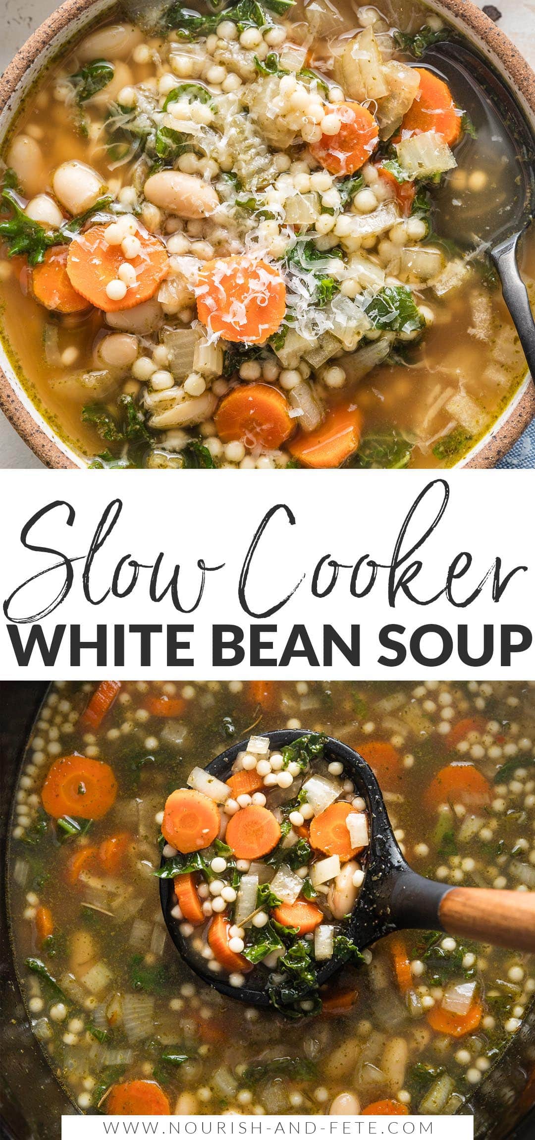 Slow Cooker White Bean Soup with Parmesan & Pearl Couscous Nourish