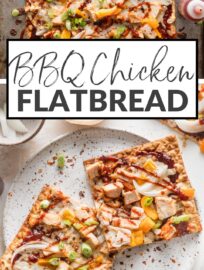 This 20 minute BBQ Chicken Flatbread is super easy to make and uses just a few ingredients, but packs major flavor! Serve as an ultra fast lunch or dinner, or slice into bite-sized pieces for an appetizer absolutely everyone will devour.