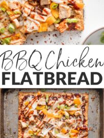 This 20 minute BBQ Chicken Flatbread is super easy to make and uses just a few ingredients, but packs major flavor! Serve as an ultra fast lunch or dinner, or slice into bite-sized pieces for an appetizer absolutely everyone will devour.