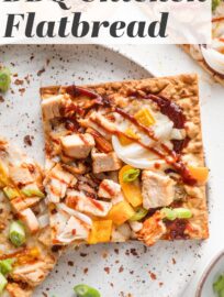 This 20 minute BBQ Chicken Flatbread is super easy to make and uses just a few ingredients, but packs major flavor! Serve as an ultra fast lunch or dinner, or slice into bite-sized pieces for an appetizer absolutely everyone will devour.