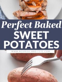 Learn How to Bake Sweet Potatoes in the oven perfectly each and every time! With fluffy, tender interiors and delightfully crisp skins, these make a delicious side dish or starting point for lots of easy, healthy meals. All you need are sweet potatoes and a bit of time.