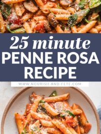 This Penne Rosa recipe has tender pasta and plenty of veggies tucked into a creamy tomato sauce with just a little kick. It's a delicious copycat of the popular Noodles & Company dish that is super easy to make at home for a quick dinner any night of the week.
