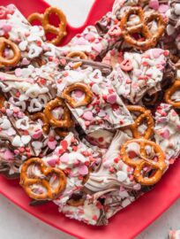 Valentine's bark piled high on a plate.