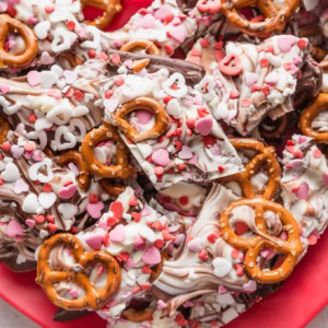 Valentine's bark piled high on a plate.
