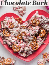 Super quick, easy, and delicious, this Valentine's Bark with chocolate, pretzels, and festive sprinkles is just the no-bake treat to make someone's day. The sweet-salty combination is irresistible, and it's easy to make any size batch, from small to share-able.
