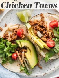 These Ground Chicken Tacos are super delicious, quick, and easy to make for a weeknight meal everyone will enjoy with no hassle! Protein-packed chicken, plenty of taco seasoning, and a little of your favorite salsa make the magic. Just add your favorite toppings and dig in!