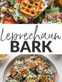 Happy-go-lucky Leprechaun Bark is made with dark chocolate, white chocolate, and any mix of pretzels, candy, and sprinkles. This simple St. Patrick's Day treat is as much fun to make as it is to eat, and is an easy yet high-impact project to do with kids.