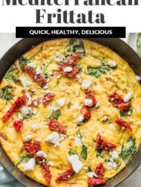 Whip up this Mediterranean Frittata for a quick, delicious, and satisfying meal any time of the day. It's got fluffy eggs, tender greens, tangy sun-dried tomatoes, and creamy Feta cheese, all in an easy one-skillet dish you'll love time and again.