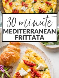 Whip up this Mediterranean Frittata for a quick, delicious, and satisfying meal any time of the day. It's got fluffy eggs, tender greens, tangy sun-dried tomatoes, and creamy Feta cheese, all in an easy one-skillet dish you'll love time and again.